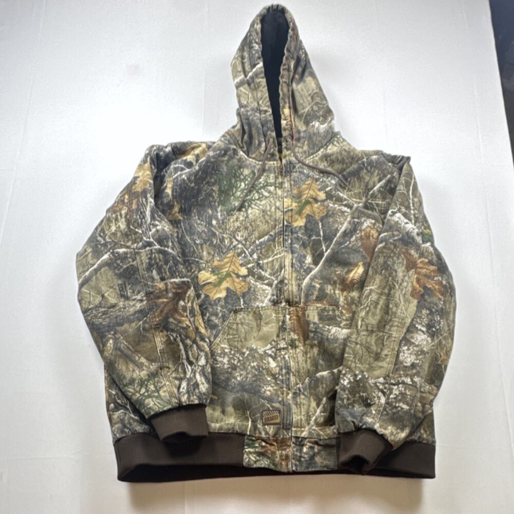 Brazos Work Force Camouflage Hooded Hunting Jacket Multi-Color Brown Green XL